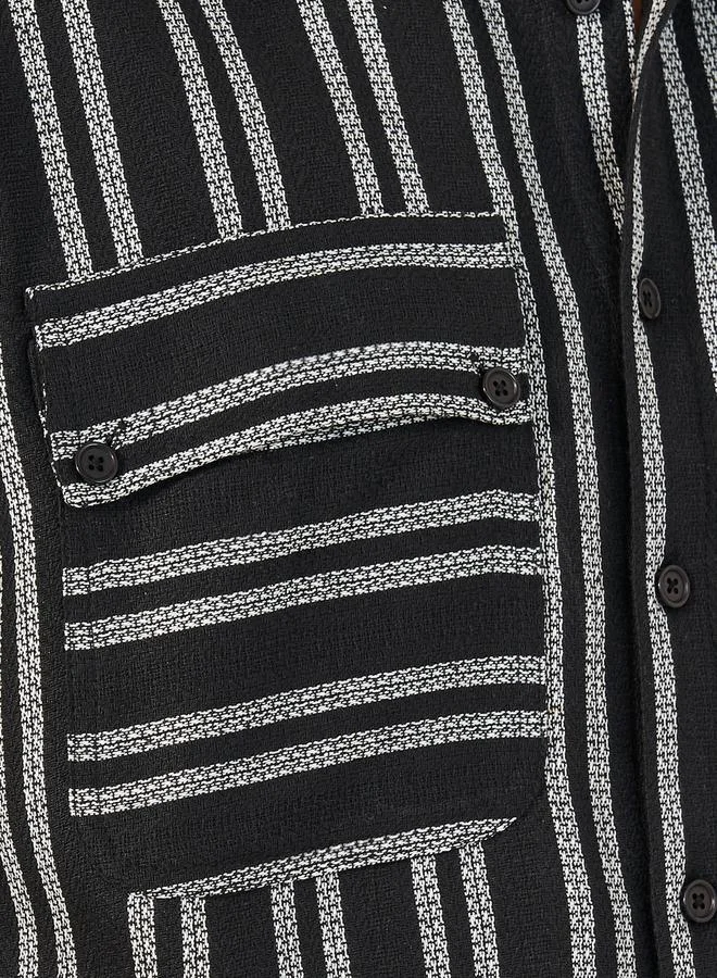 Styli Oversized Striped Short Sleeves Shirt