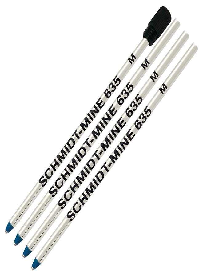 Lanier Pens Schmidt 635 D1 Mine Ballpoint Refill - Blue Ink - Medium Tip 0.7mm - Pack of 4 (Includes 1 Plastic End Cap) - Image 1