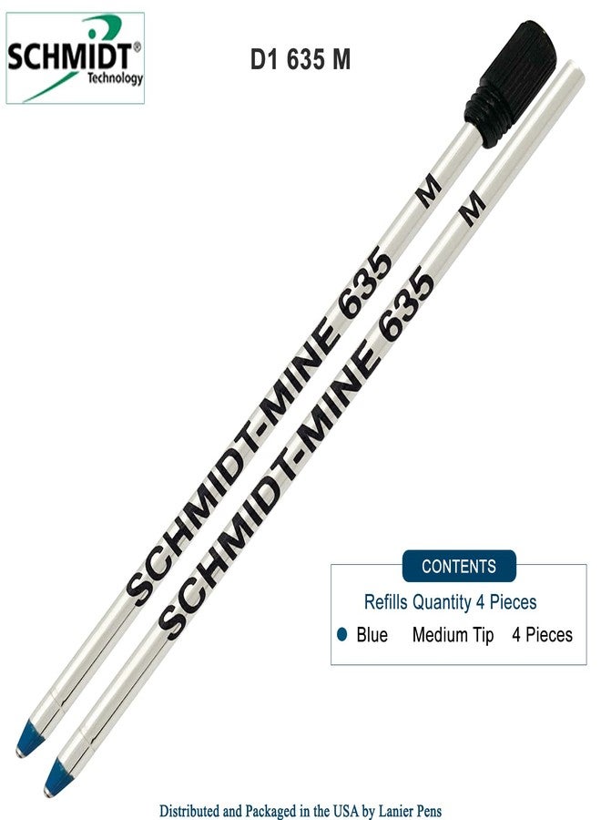 Lanier Pens Schmidt 635 D1 Mine Ballpoint Refill - Blue Ink - Medium Tip 0.7mm - Pack of 4 (Includes 1 Plastic End Cap) - Image 2