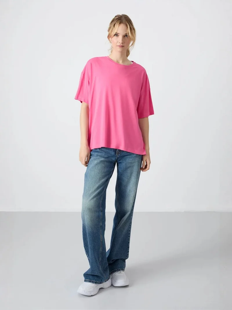 تومي لايف TOMMY Oversized Cotton-Modal Crew Neck T-Shirt