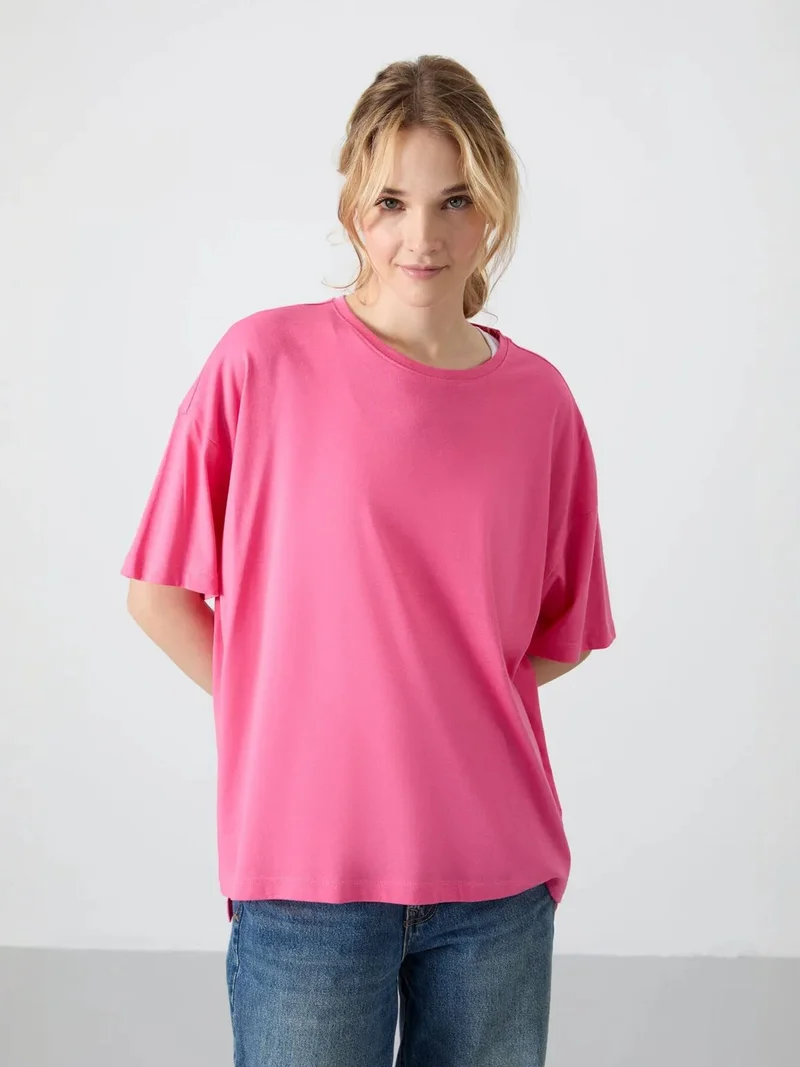 تومي لايف TOMMY Oversized Cotton-Modal Crew Neck T-Shirt