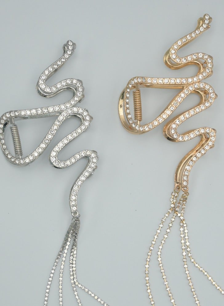 ZAAS Dazzling Metallic Gold & Silver Big Hair Clips – Pack of 2 - Image 2