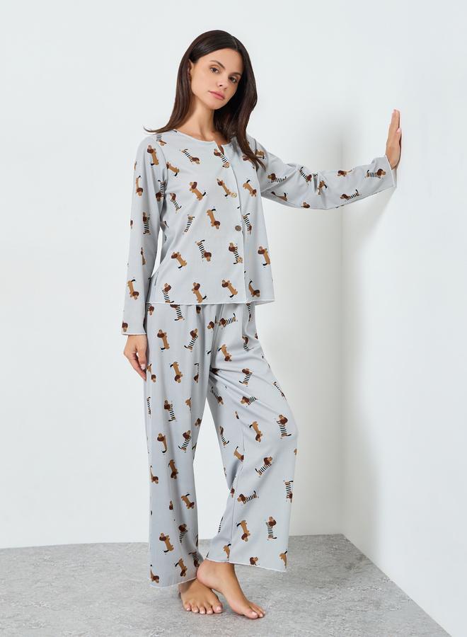 Styli Allover Printed Tops&Pants Pajama Long Sets - Image 1