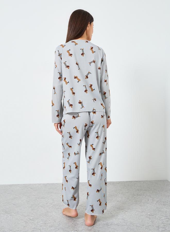 Styli Allover Printed Tops&Pants Pajama Long Sets - Image 5