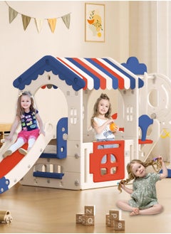 MaBaby 5 in 1 Toddler Slide and Swing Set, Kid Slide for Toddlers Age 1-3, Tent Themed Baby Slide with Basketball Hoop, Indoor Outdoor Slide Toddler Playset Toddler Playground  - Image 4