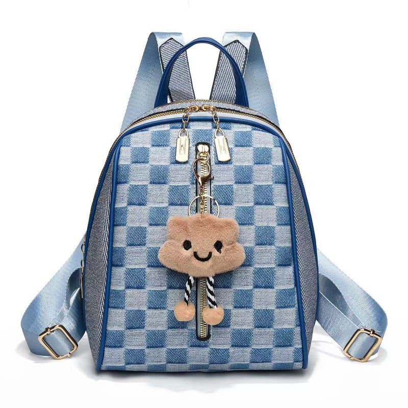 New Checkerboard Cute Large Capacity Shoulder Bag Lightweight Student Backpack High-Value Multi-Layer Bag Travel Backpack - Image 3