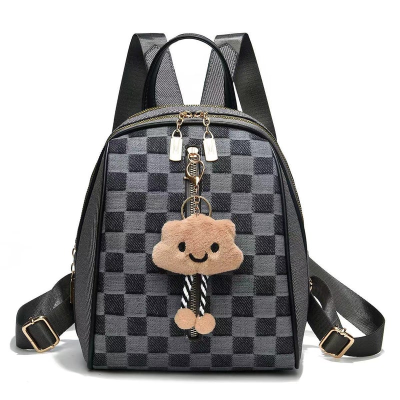 New Checkerboard Cute Large Capacity Shoulder Bag Lightweight Student Backpack High-Value Multi-Layer Bag Travel Backpack - Image 2