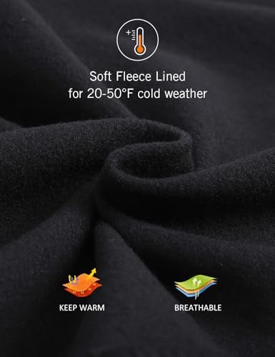 baleaf Men's Fleece Lined Pants Winter Athletic Workout Hiking Track Thermal Warm Open Bottom Sweatpants with Zipper Pockets Black XL - Image 2