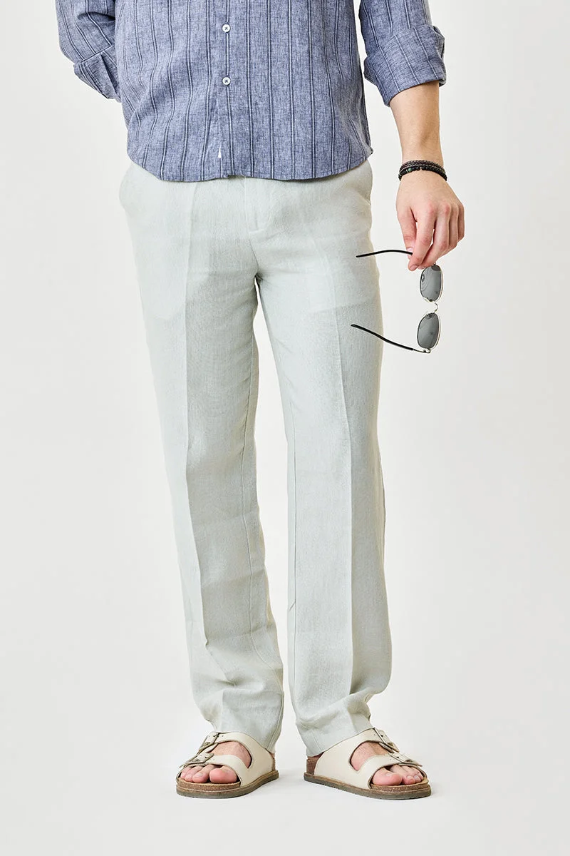 SNITCH Straight Fit 100% Linen Luxe Trousers