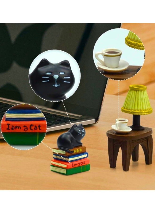 Chase Up Resin Figurine, Cute Office Desk Decor, Cute Mini Cat, Resin Cat Small Table Lamp Ornament, Mini Resin Animals for Home Decoration, DIY Crafts, Mini Garden Accessories, Bookshelf,Table,Desk Decoration - Image 2