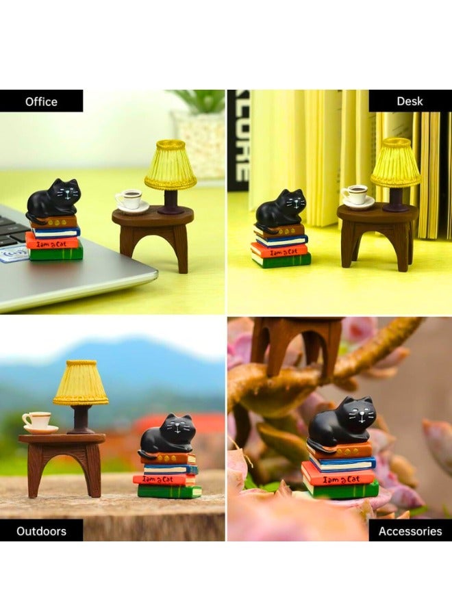 Chase Up Resin Figurine, Cute Office Desk Decor, Cute Mini Cat, Resin Cat Small Table Lamp Ornament, Mini Resin Animals for Home Decoration, DIY Crafts, Mini Garden Accessories, Bookshelf,Table,Desk Decoration - Image 3