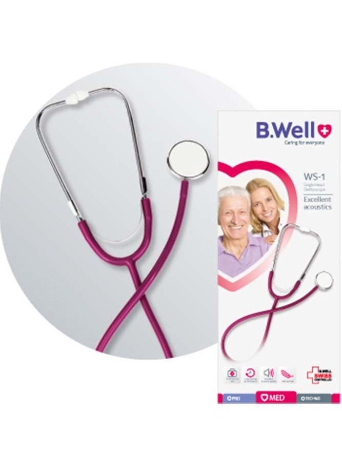 B.Well Swiss سماعة الطبيب WS-1 بوردو الاحترافية مع قطعة صدر ذات رأس واحد  - Image 1