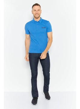 Levi's Men Regular Fit Graphic Short Sleeve Polo Shirt, Blue  - Image 3