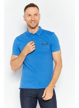 Levi's Men Regular Fit Graphic Short Sleeve Polo Shirt, Blue  - Image 1