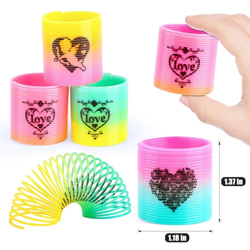 CLEVERZONE 36 Packs Spring Rainbow Magic Fidget Stress Coil Mini Springs Bulk Toys Valentines Day Wedding Party Favor Goodie Bag Stuffers For Kids Boys Girls Love - Image 5