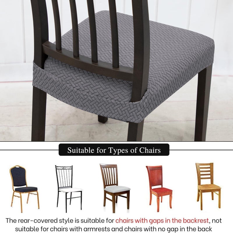 FUANGUI أغطية كرسي الطعام Fuangui مجموعة من 2 تمتد جاكار قابلة للإزالة وقابلة للغسل مقعد المقعد كرسي واقي كرسي وسادة المطبخ المطبخ. - Image 4