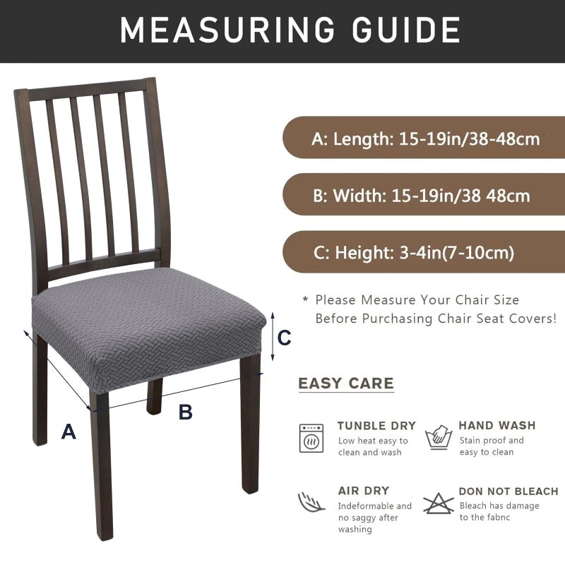 FUANGUI أغطية كرسي الطعام Fuangui مجموعة من 2 تمتد جاكار قابلة للإزالة وقابلة للغسل مقعد المقعد كرسي واقي كرسي وسادة المطبخ المطبخ. - Image 5