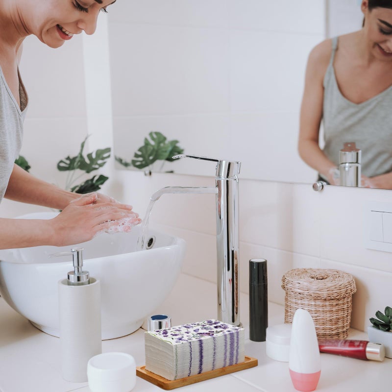 Epakh 200 Pcs Bulk Purple Floral Napkins Guest Towels 2 Ply Disposable Paper Butterfly Napkins Spring Dinner Watercolor Decorative Botanical Hand Towels for Bathroom Wedding Holiday  7.9 x 4.3"" - Image 5