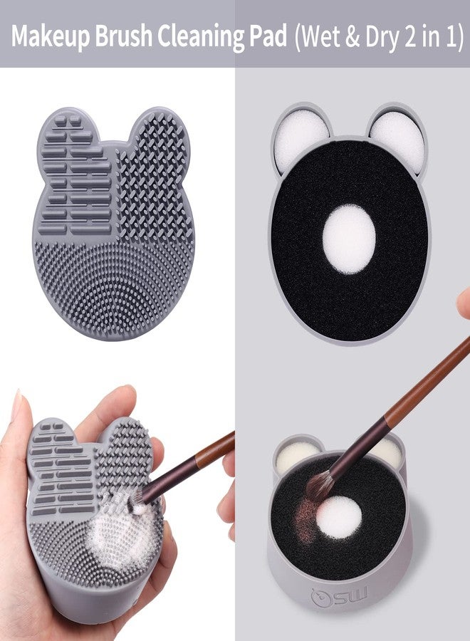 MSQ Makeup Brush Cleaning Mat with Color Removal Sponge 2 in 1 Design Silicone Cleaner Pad for Dry and Wet Cleaning Brush Color Removes Shadow Color (1PCS) - Image 2