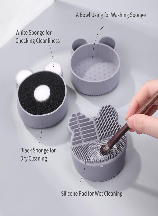MSQ Makeup Brush Cleaning Mat with Color Removal Sponge 2 in 1 Design Silicone Cleaner Pad for Dry and Wet Cleaning Brush Color Removes Shadow Color (1PCS) - Image 4
