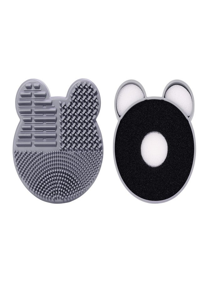 MSQ Makeup Brush Cleaning Mat with Color Removal Sponge 2 in 1 Design Silicone Cleaner Pad for Dry and Wet Cleaning Brush Color Removes Shadow Color (1PCS) - Image 1
