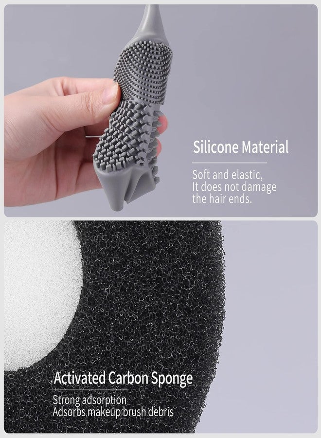 MSQ Makeup Brush Cleaning Mat with Color Removal Sponge 2 in 1 Design Silicone Cleaner Pad for Dry and Wet Cleaning Brush Color Removes Shadow Color (1PCS) - Image 5