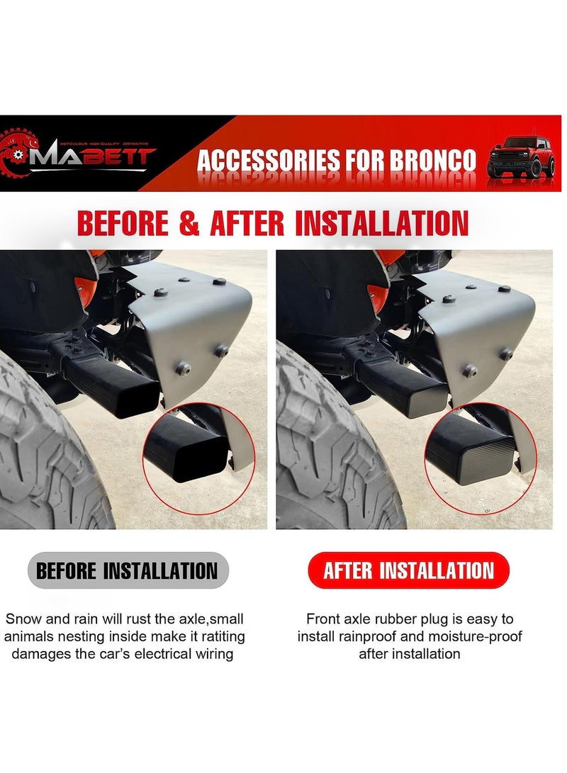 Excefore Crash Bar End Caps Front Axle Plug, 4Pcs Black Rubber Stopper Cover Protection for Ford Bronco Accessories 2021-2024, Bumper Plug Mudproof Dust Caps Compatible with Ford Bronco - Image 4