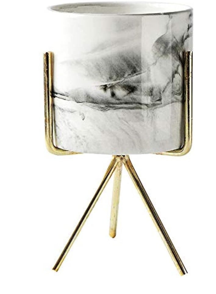 Dubkart Nordic Minimalism Style Marble Pattern Art Vase Flower Pot Gold 165mm Birthday Gifts Home Office Decoration - Image 4