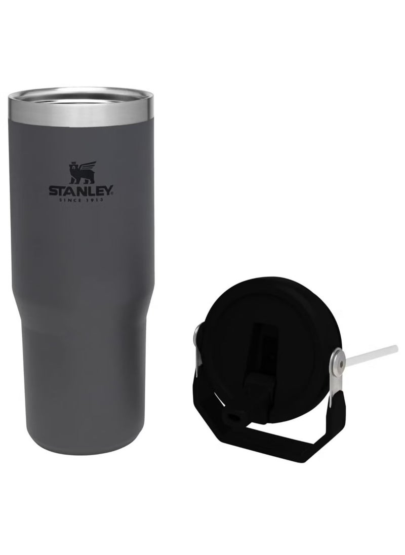 Stanley - STANLEY IceFlow Stainless Steel Tumbler with Straw Vacuum Insulated Water Bottle for Home, Office or Car - Reusable Cup with Leak-Resistant Flip Straw, Keeps Drinks Cold for 12 Hours or Iced for 2 Days, 30 oz Charcoal - Image 1
