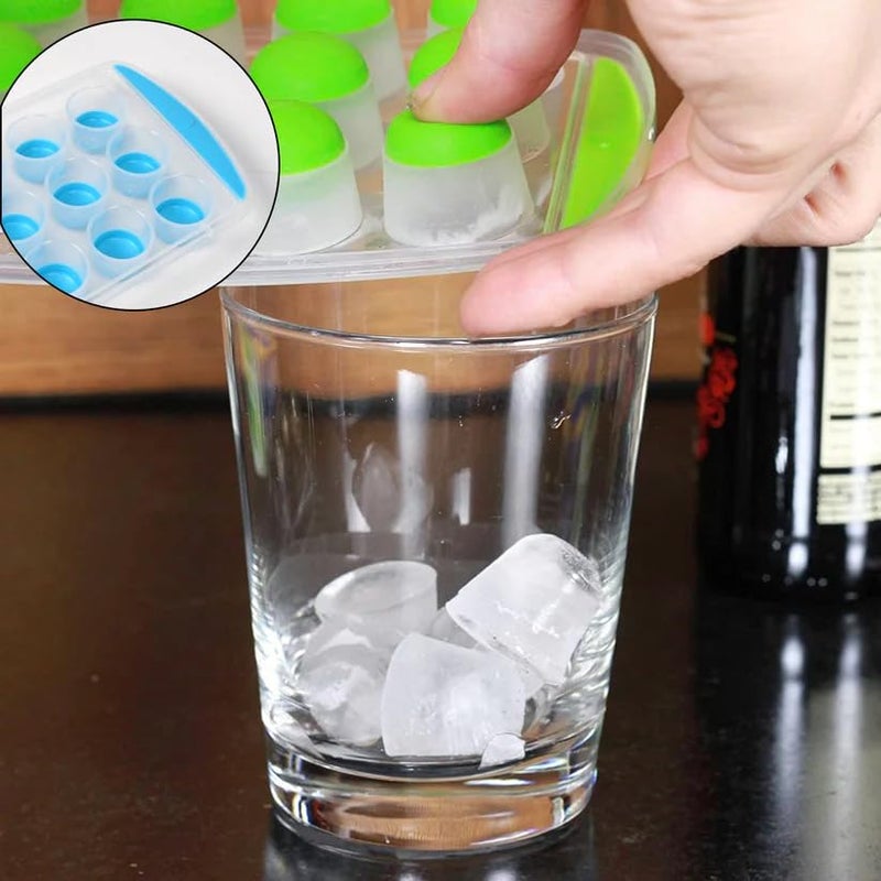 MeeTo 2 pcs 18 Cavity Ice Cube Tray for Freezer, Round Ice Cube Maker Mould Tray, Push Pop Out Ice Tray Easy Release Flexible Silicone Bottom, BPA Free Food Grade for Cocktail (Pack of 2) - Image 3