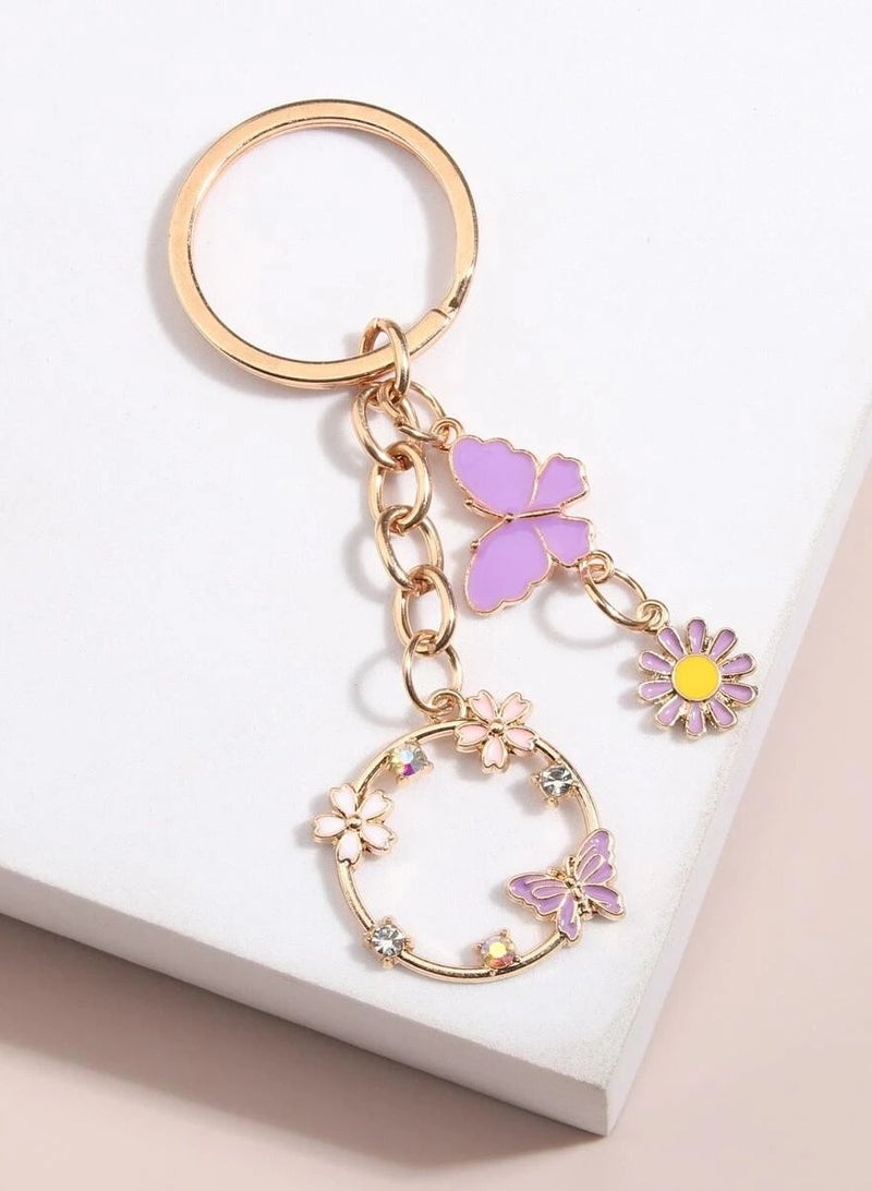 Elegant Butterfly and Floral Keychain - Image 2