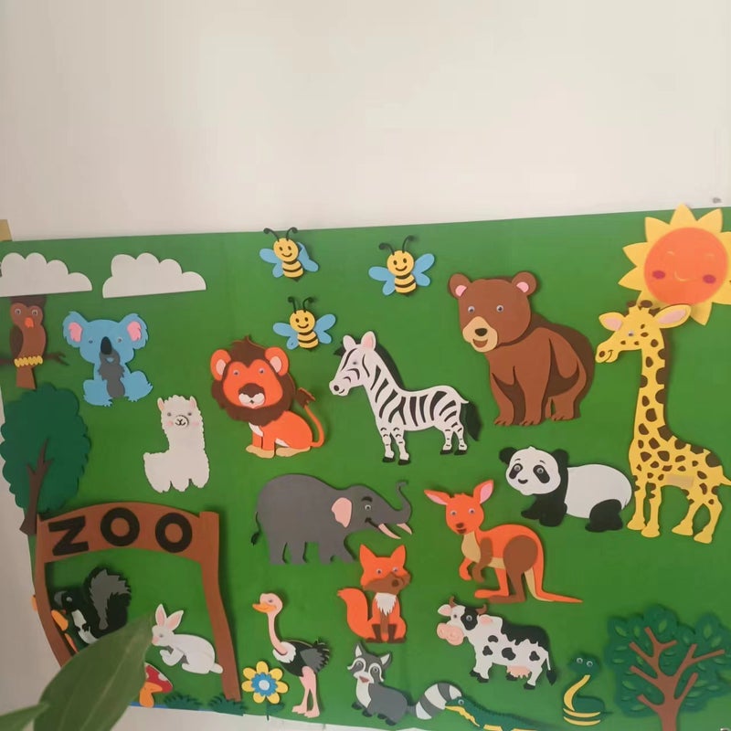 Star Felt Learning Board Baby 2 Training Early Education Board Wall Stickers Educational Toys Farm Story Diy Suit - Image 5