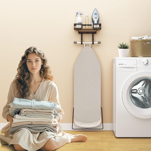 PAROTO Ironing Board Holder Wall Mount, Iron Board Wall Hanger, Sewing, Laundry Room Organization, Black, T&V Shaped Space Saving Iron Holder for Laundry Room Decor and Accessories, Organization and Storage - Image 3