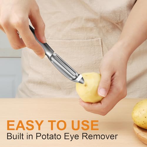 TACGEA Vegetable Peeler for Kitchen, Potato Peelers for Fruit Straight Blade, Durable Non-Slip Handle - Image 4