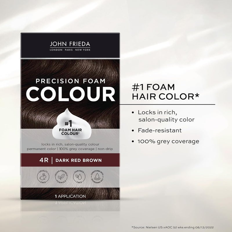 John Frieda Precision Foam Colour Dark Red Brown 4R - Full-Coverage Hair Color Kit with Anti-Fade Gray Coverage - Image 5
