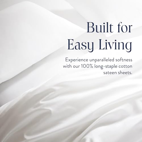 Brooklinen Luxury Sateen 4 Piece Sheet Set - 100% Cotton Bed Sheets, Soft & Durable California King Size Sheets Set in White, Oeko-TEX Certified Bedding Set,1 Fitted Sheet,1 Flat Sheet,2 Pillowcases - Image 5