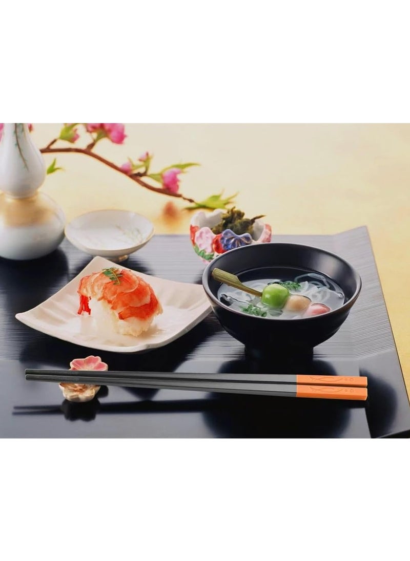 CMGTYYD Fiberglass Chopsticks Set of 5 Pairs, Non-Slip Reusable Chopsticks (9.5 Inches/24cm) for Japanese, Chinese, Korean Style, Dishwasher Safe with Fish Leap Design, Family Use  - Image 4