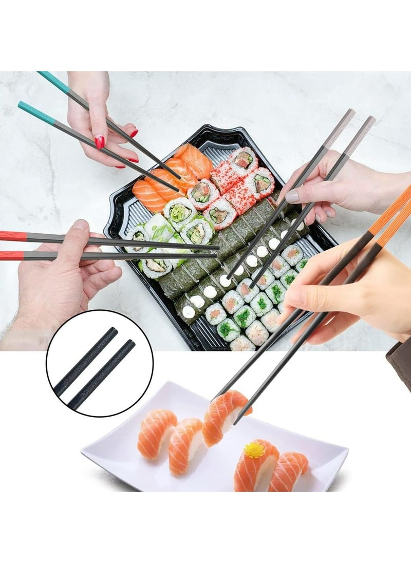 CMGTYYD Fiberglass Chopsticks Set of 5 Pairs, Non-Slip Reusable Chopsticks (9.5 Inches/24cm) for Japanese, Chinese, Korean Style, Dishwasher Safe with Fish Leap Design, Family Use  - Image 3