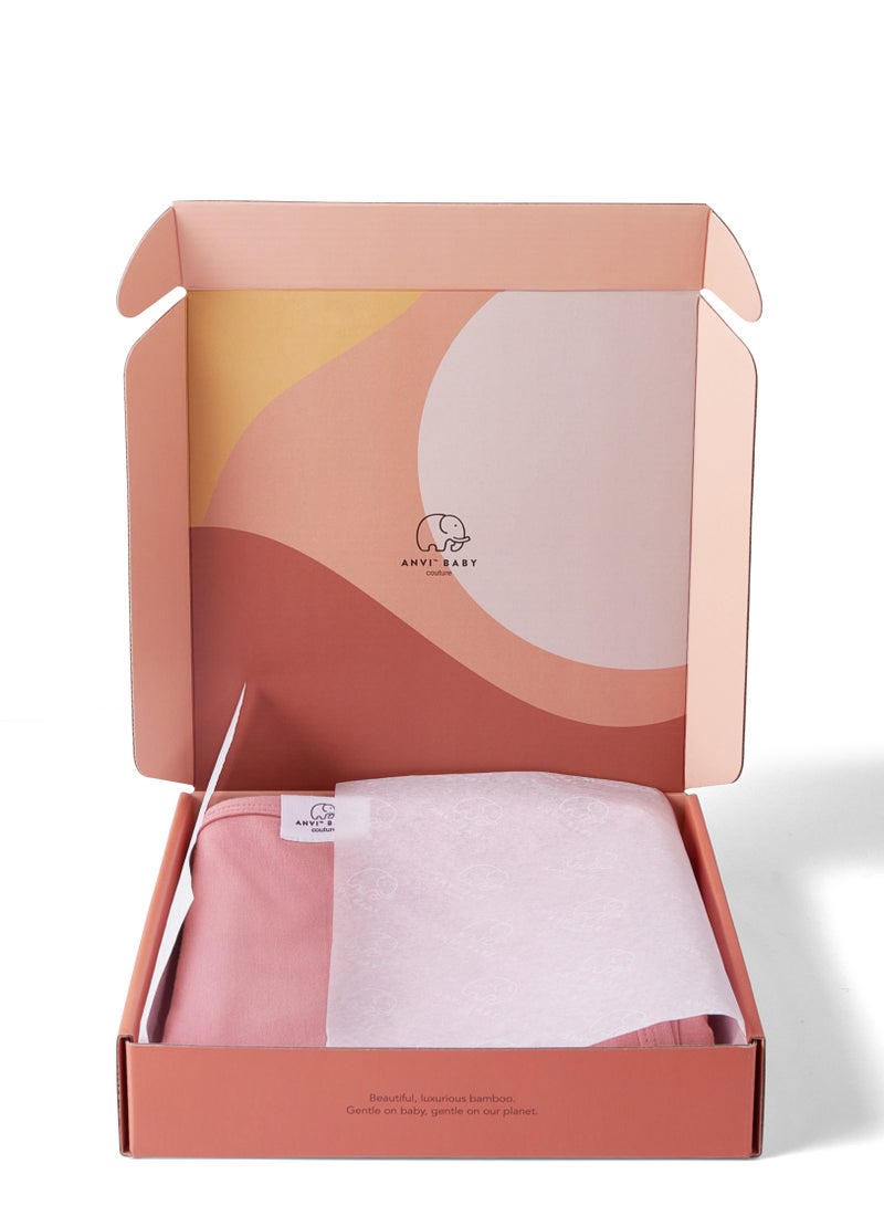 Anvi Baby Stretchy Bamboo Spandex Swaddle & Hat Pink  - Image 2