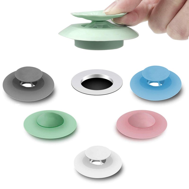 Shower Drain Stopper  Silicone Bathtub Drain Strainers Hair Trap Hair Catcher Bathtub Drain Stopper Protectors Cover Easy to Install and Clean Suit for Bathroom Bathtub and Kitchen 5 Pack