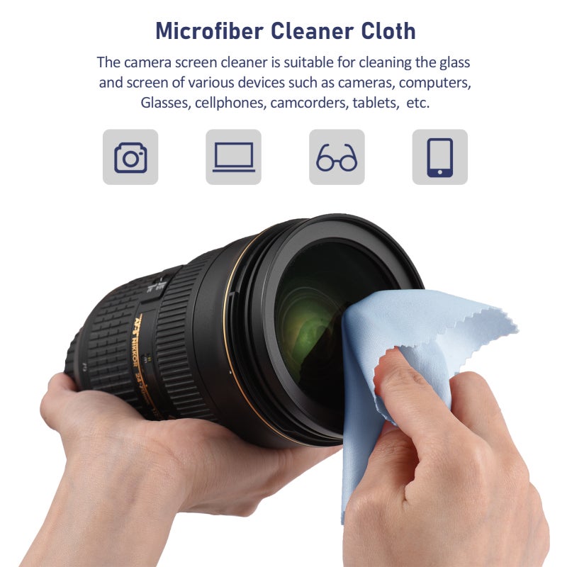 Screen Cleaner Cloth: Blue Microfiber, Static Resistant, Lint-Free Dual-Sided High Absorbency - Reusable Gentle Fabric for Camera, Cellphone, Tablet, Computer Screens - Image 3