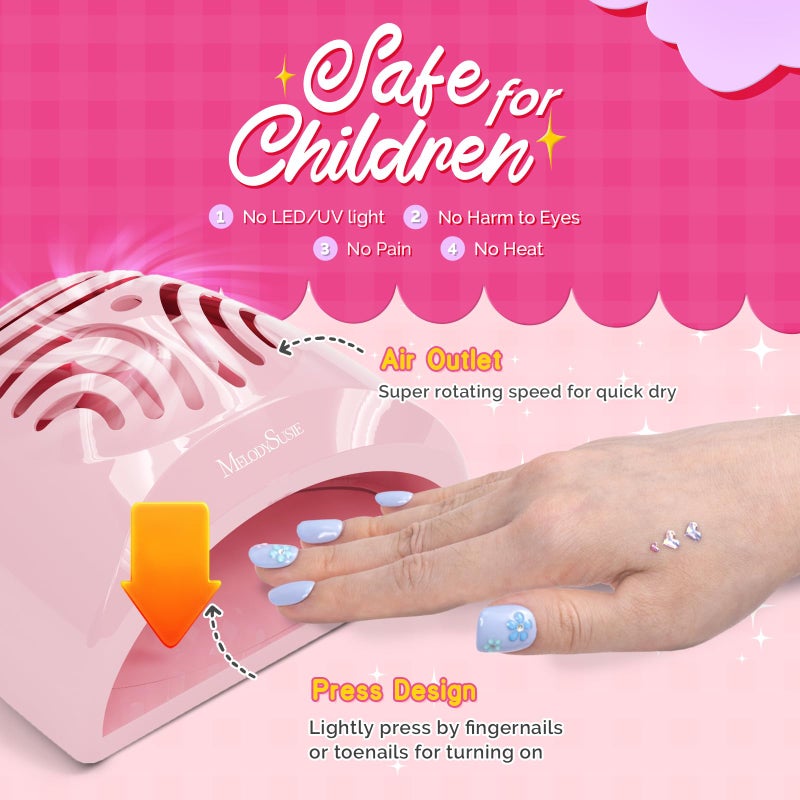 MelodySusie Portable Kids Nail Dryer, Mini Nail Fan Quick Nail Dryer for Regular Polish Manicure Tool, Safe for Hands, Skin, Children's Gift, Great Gift Stocking Stuffers for Girls - Image 3