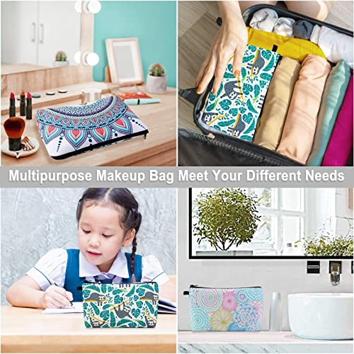 MAGEFY Makeup Bag 3 Styles Portable Travel Cosmetic Bag for Women Flower Patterns Small Toiletry Bag Sloth Gifts for Women Makeup Pouch with Black Zipper Pouch (3 packs) - Image 5