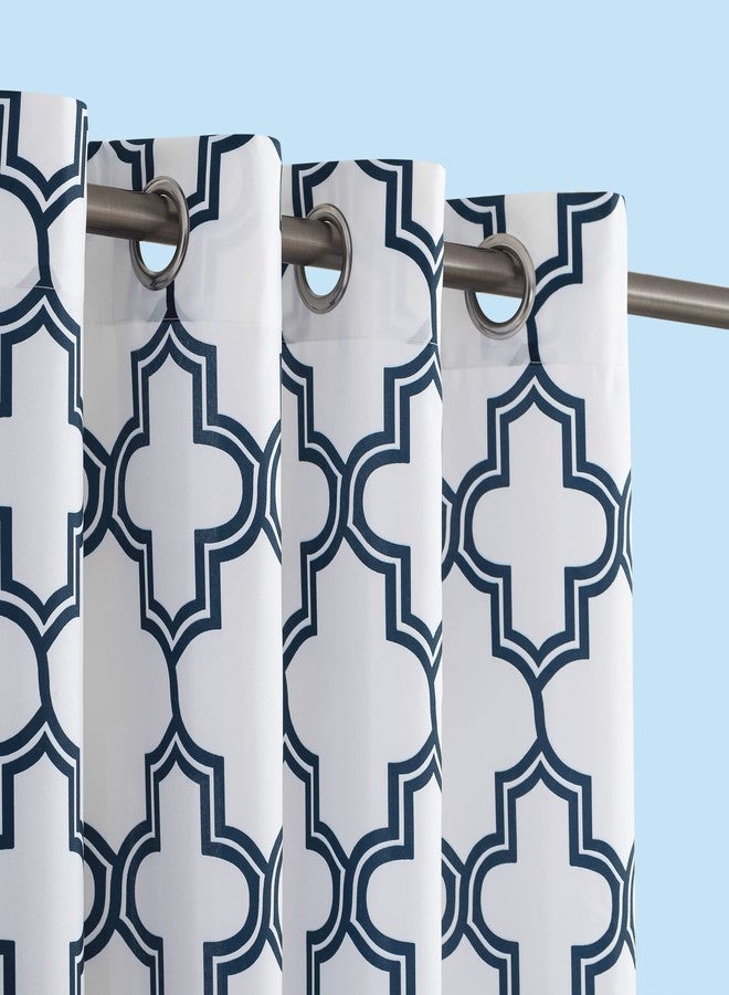 Sun Zero Ria Trellis Print Indoor/Outdoor UV Protectant Energy Efficient Grommet Curtain Panel, 54" x 84", Indigo - Image 2