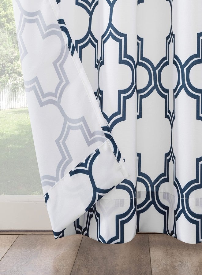 Sun Zero Ria Trellis Print Indoor/Outdoor UV Protectant Energy Efficient Grommet Curtain Panel, 54" x 84", Indigo - Image 4