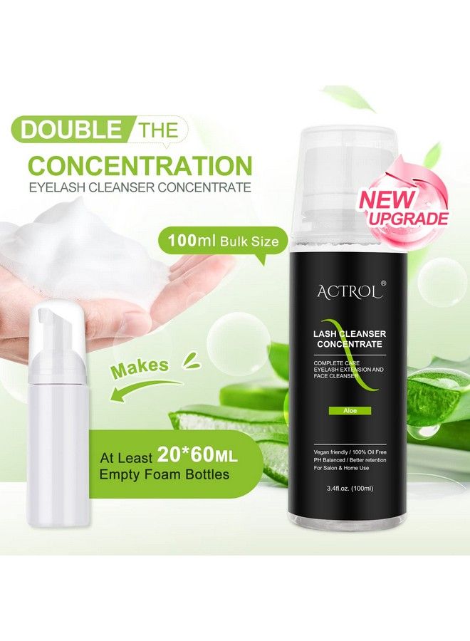 ACTROL Eyelash Cleanser Concentrate 100Ml Aloe Professional Lash Shampoo Foaming Cleanser Diy Paraben & Sulfate Free Nonlrritating Wash For Extensions Lashes With Salon Home Caremakes 20 Bottles - Image 4