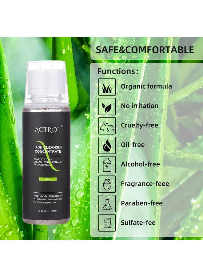ACTROL Eyelash Cleanser Concentrate 100Ml Aloe Professional Lash Shampoo Foaming Cleanser Diy Paraben & Sulfate Free Nonlrritating Wash For Extensions Lashes With Salon Home Caremakes 20 Bottles - Image 5