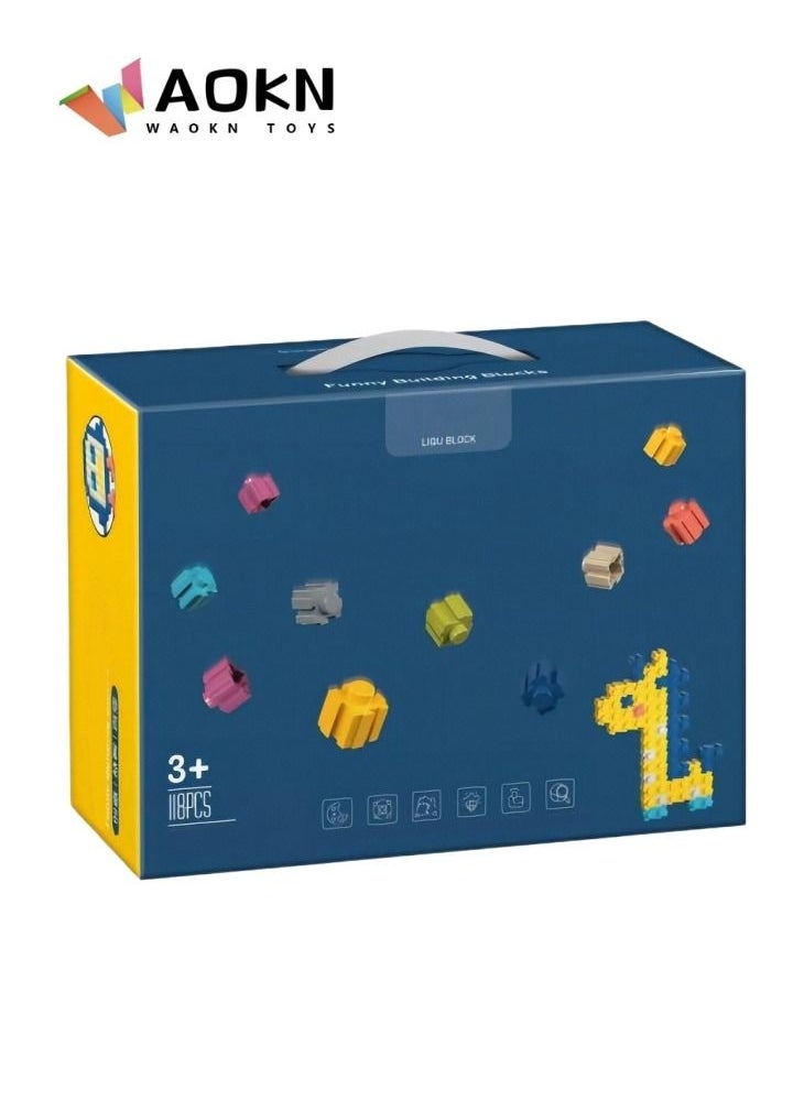 WAOKN New Kids Funny Variety Creative Building Block Toys 118 Pieces Portable With Small Gift Box Set Can Be Customized To Assemble Variety of Shapes Exercise Children Imagination and Creativity 