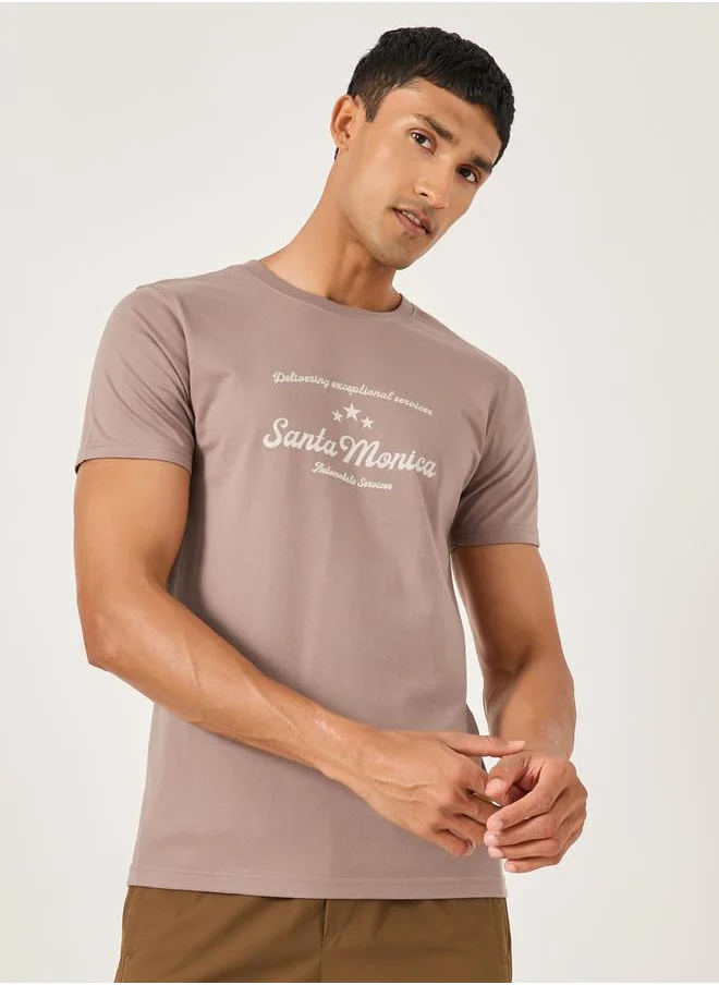 Styli Typography Printed Short Sleeve Regular Fit T-Shirt