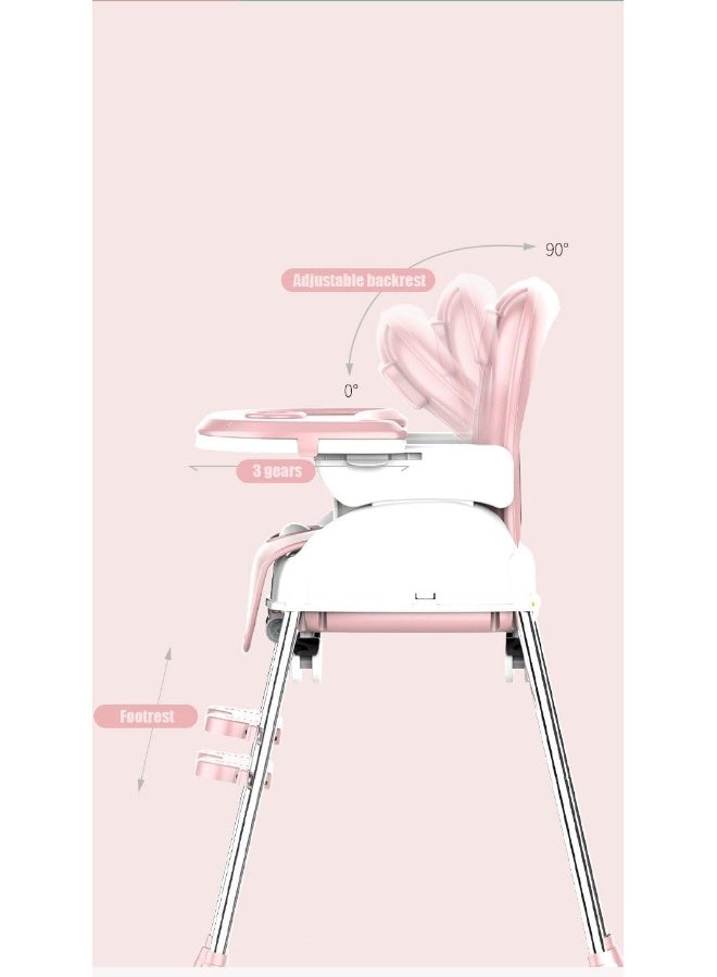 4 in 1 High Chair for Baby Adjustable Height & Footrest, Baby Feeding Chair Booster Seat for Toddlers with Tray & Belt | Kids High Chair for Baby 6 Months to 3 Years Boy Girl  - Image 4